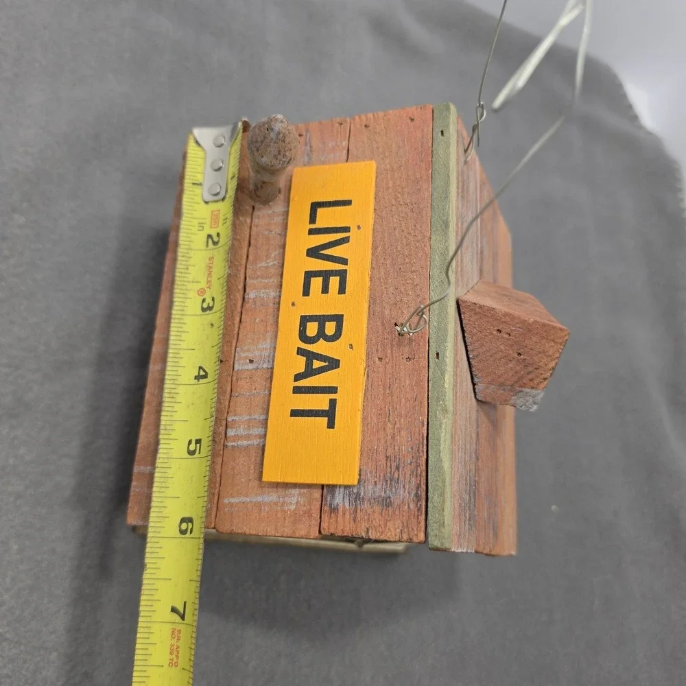 Vintage  Decorative Wooden Bird House Live Bait Shop Fishing Folk Art. J